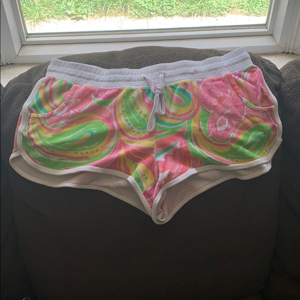 Women's Pink & Green Patterned Lounge Shorts